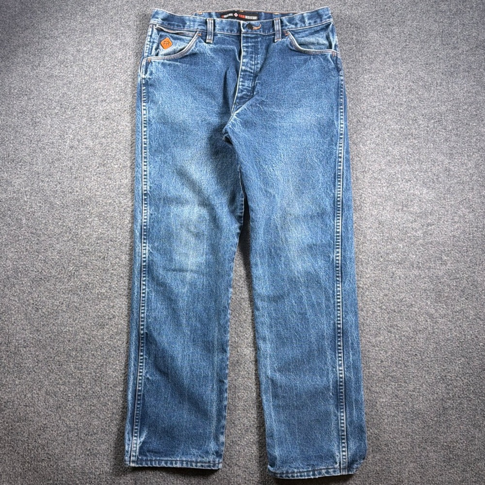 Wrangler FR Flame Resistant Jeans Men 33x30 Stonewash Original Fit 13MWZ CAT2